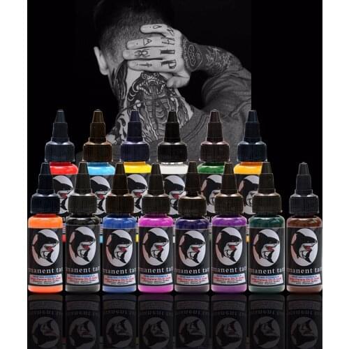14 Colors Natural Pure Plant Tattoo Pigment Permanent Makeup 1oz Bottle Tattoos Ink Pigment For Body Tattoo Paint 30ml