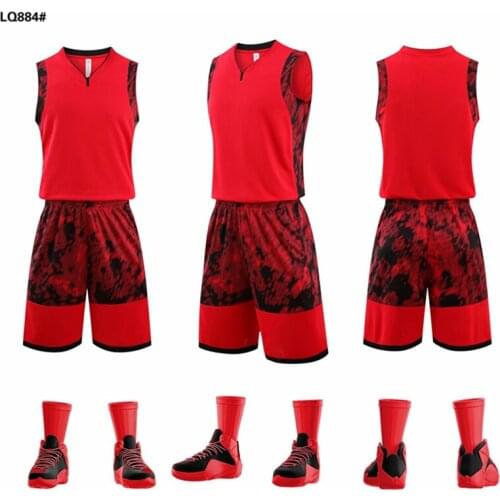 New Mens Throwback Basketball Jersey Sets Blank Team College Basketball Clothes Camouflage Sports Training Suits Uniforms Print