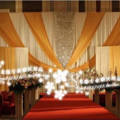 New Design Wedding Backdrop \ Stage Curtain white and gold with sequin 10ft*20ft