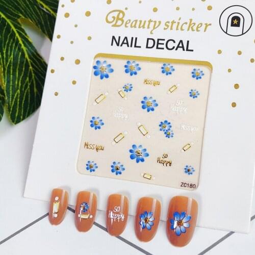 1Pc Flower Transfer Nail Sticker Decals DIY Color Beauty Decoration Designs Nail Art Cute Cat Manicure Accessories ZX07