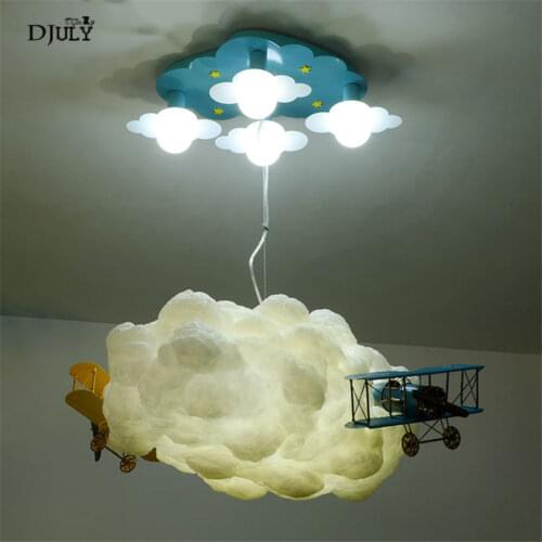 Nordic children Cloud plane chandelier for bedroom study kids room decorative suspended luminaire led home lighting fixtures