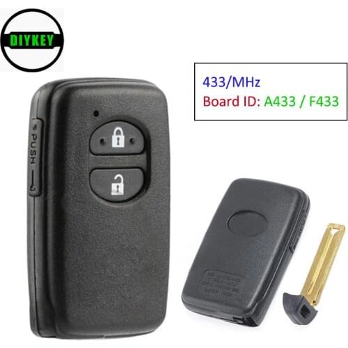 DIYKEY Smart Card Remote Key Fob 314MHz 2 Button for Toyota IQ Vitz Ractis Aqua Corolla Board ID: A433 / F433