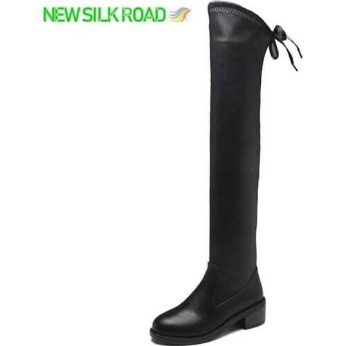 Sexy Knee Boots Women Long Thigh Ladies Slim Lace-Up Soft Faux Leather Botas Autumn Winter Female Suede Fashion Mujer High Shoes