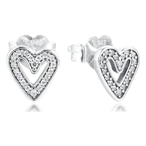 Sparkling Freehand Heart Friends Christmas Aesthetic Female Body Jewelry 925 Sterling Silver Stud Earrings for Women