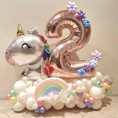 32/40inch Number Aluminum Foil Balloons Rose Gold Silver Digit Figure Metal Gold Confetti Balloon For Adult Kids Birthday Party