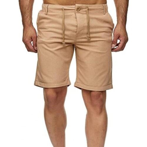 Casual Men Running Shorts Solid Color Knee Length Sweat Absorbing Straight Multi Pockets Male Sports Shorts Short Homme