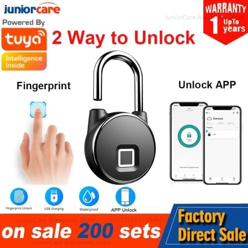 Smart Keyless USB Charging Fingerprint Lock Smart Padlock Door Lock Portable Anti-theft Fingerprint Padlock Tuya APP