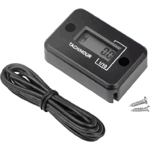 Tach Hour Meter Digital Inductive Tachometer Powerful Measuring Waterproof Design for Gas Engine Generator (2/4 Stroke)
