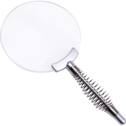 130mm Spring Handle, Frameless Metal Handle Acrylic Lens Magnifying Glass Handheld Magnifying Glass, Reading Newspaper 3X
