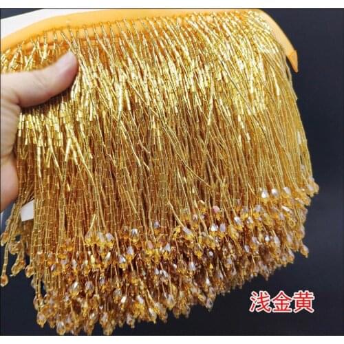 Beaded fringe trim glass seed bugle tassel trim for dance costume, haute couture dress trimming, beading fringe