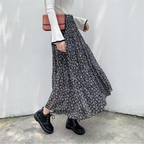 2020 summer women fashion floral print long skirts A line vintage casual female maxi skirts plus size m-5xl 6xl 7xl