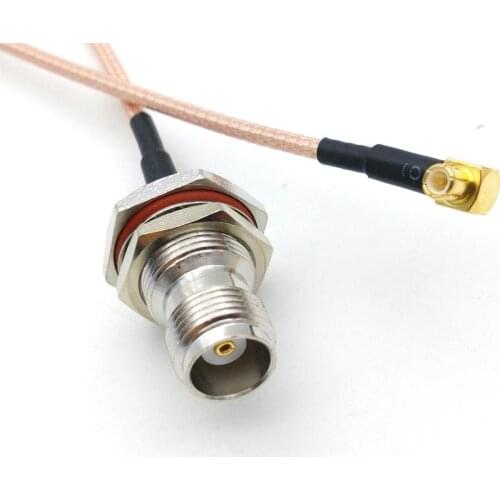 10PCS TNC jack bulkhead to MCX plug right angle pigtail cable RG316 15CM