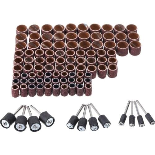 102pcs/lot Sanding Drum Rotary Tool Mandrel Bands Sleeves Kit Grinding Machine Sockets Drum Cores Self-Tightening Drill Bits