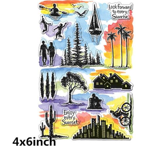 2020 Hot Sunrise Sunset 4x6inch Transparent Silicone Clear Stamp For Scrapbooking DIY Craft Decoration Soft Stamp Photo Album