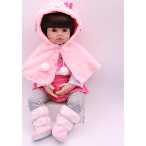 24"/61 cm Handmade Cotton Body Silicone Reborn Baby girl Doll Beautiful cloth Toddler Princess Baby Doll Toys look real for Kids