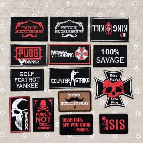 50pcs/lot Embroidery Patch Letter Clothing Decoration Accessories Cross Umbrella Strange Thing Biker Iron Heat Transfer Applique