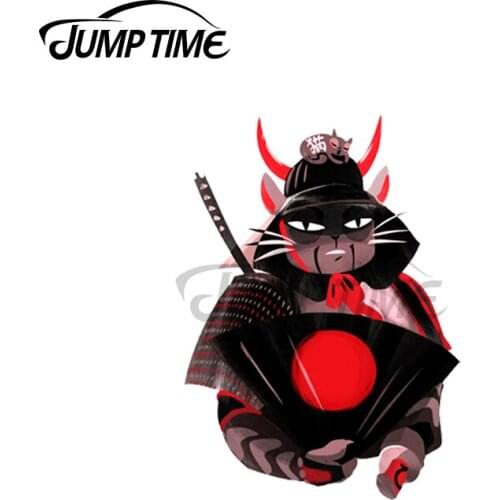 Jump Time 13 x 9.2cm For Japanese Samurai Cat Vinyl Material Car Stickers Graffiti Decal Car Door Protector Waterproof Anime