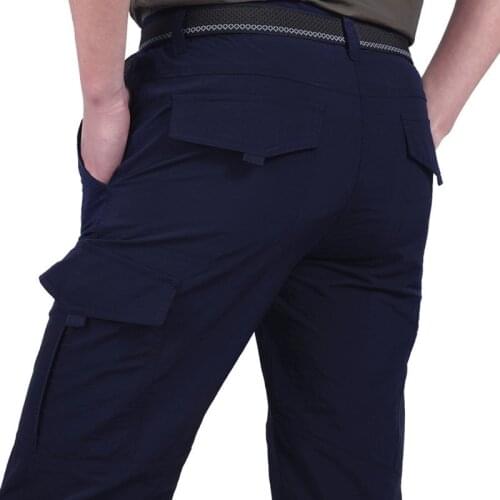 4XL Mens Summer Outdoor Sports Elastic Fast Dry Pants With Belt Male Fishing Hiking Breathable Big Size Military Thin Trousers