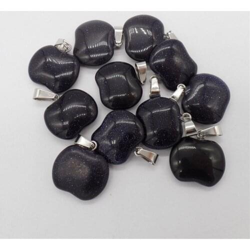 10Pcs 20x15x6mm Blue Sand Stone Carved Apple Pendant Beads For DIY Jewelry Making Necklace Accessories Special Gift