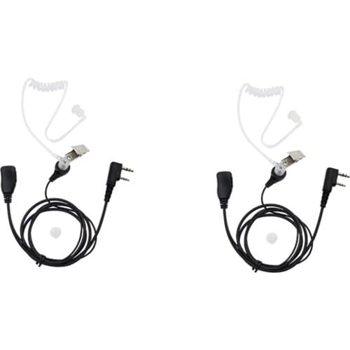 Kymate 2 Pin Earpiece Covert Air Acoustic Tube Retevis PTT MIC in-Ear Headset for Retevis Kenwood UV5R UV82 UV5R 888S 777S Radio