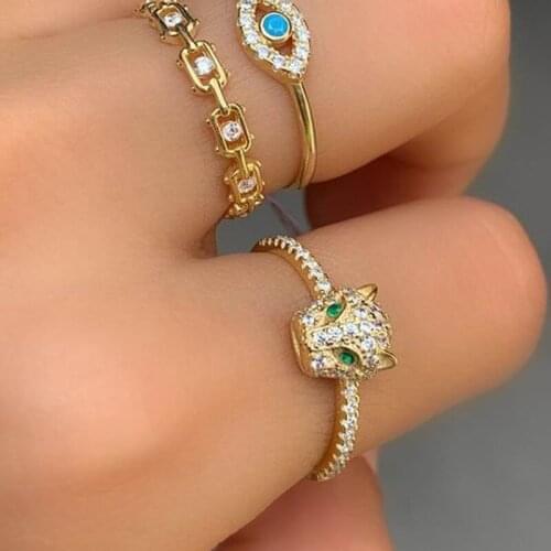 High Quality US Size 6 7 8 Minimal Cute Animal Engagement Band Cz Ring 2020 Gold Filled Fashion Classic Leopard Ring Jewelry