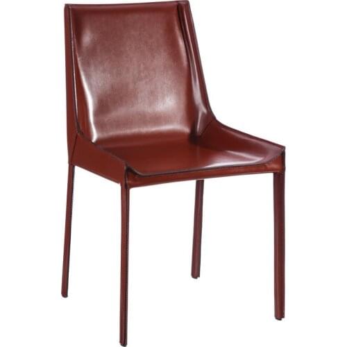 Chair brown leather SALON 48X52X86 CM