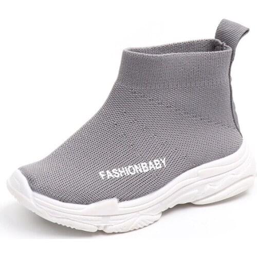 2021 Fashion Sock Shoes Boys And Girls Casual Boots Comfortable Mesh High Top Kids Sneakers Flat Athletic Walking Tennis Shoes
