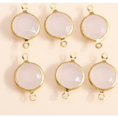 20pcs/lot 13*21mm Trendy Alloy Circle Charms Connector for Neckalces Bracelets DIY Making White Crystal Charms Jewelry Findings