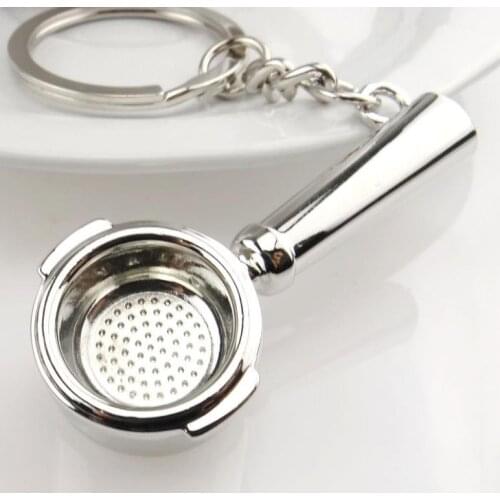 DHL Simulation mini Coffee Tools Keyring Key Chain Coffee Utensil Pendant Key Ring Keychain Party Supplies SN3002