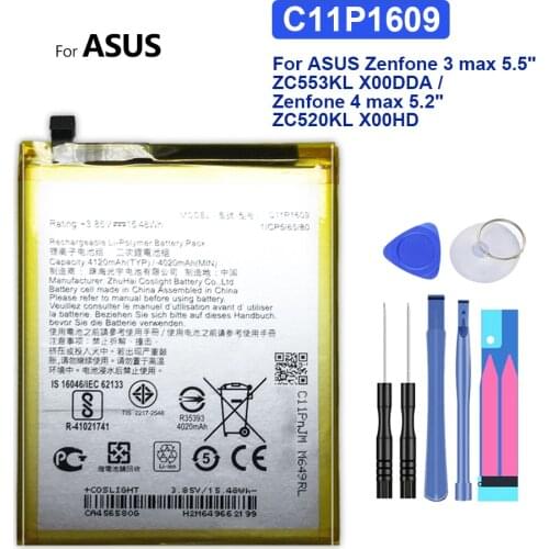 Mobile Phone Battery For ASUS Zenfone 3 Max 5.5" ZC553KL X00DDA Replacement Battery C11P1609 4120mAh