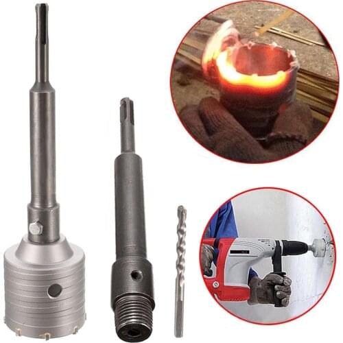 65mm x Concrete Drill Bit Wall Hole Saw Cutter Set Brick Cement Stone 200mm Rod