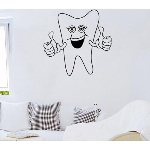 Happy Tooth Smiling Wall Sticker Home Decor Bathroom Wall Decal Dentist Dental Clinic Wallpaper Kids Children Room Decoration