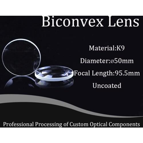 K9 Optical Glass Diameter 50mm, Focal Length 95.5mm Lens Manufacturer Custom Glass Focusing Laser Lens Magnifier