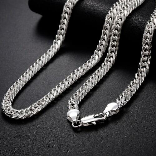 Wholesale 925 Sterling Silver 6MM geometry chain Necklace for Mens Women classic Fashion Party Wedding Jewelry Christmas Gifts