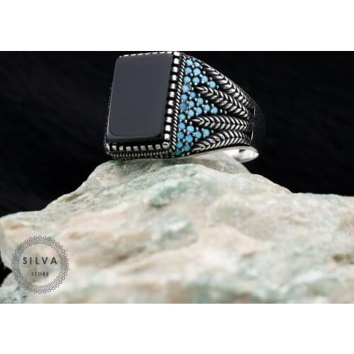 Original Sterling 925 Silver Mens ring With Black Onyx Stone. Mens Jewelry All Sizes Are Available