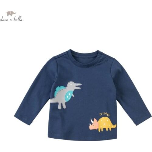 DBX19290 dave bella autumn baby boys casual cartoon T-shirt children tops kids boy fashion tees
