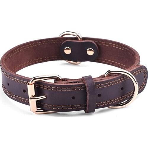 Genuine Leather Dog Collar Dog Pet Working and Training Collars Heavy Duty For Medium Large Dogs