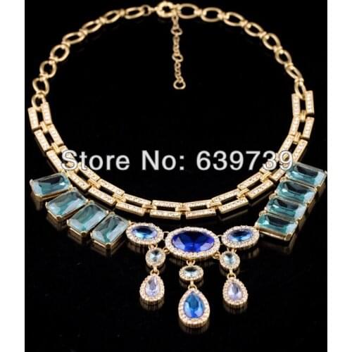 Heart Of The Ocean Dark Blue Glass Stone Necklace