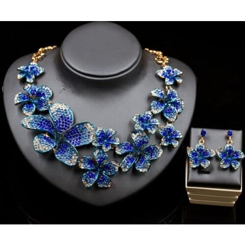 LAN PALACE bridal jewelry wedding accessories for party necklace and earrings for party beautiful flowers free shipping