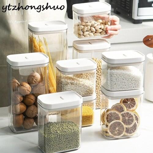 500ML/800ML/1300ML/1800ML Plastic Sealed Cans Kitchen Storage Box Transparent Food Canister Keep Fresh New Clear Container