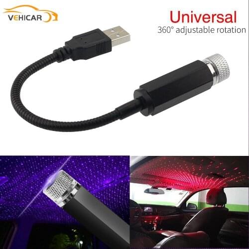 VEHICAR Star Projector Night Light LED Car Roof Star Night Light Adjustable Romantic Violet Blue Interior Car Lights