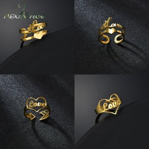 Nextvance Stainless Steel Heart Adjustable Rings Love Classic Fashion Rings For Female Grandmother Women Bithday Jewelry Gift