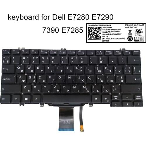RU Swedish Ukrainian Keyboard for Dell Latitude E7280 7290 7390 E7285 5290 E5285 5289 SD UA backlight keyboards 04PPHF 0F0DFG