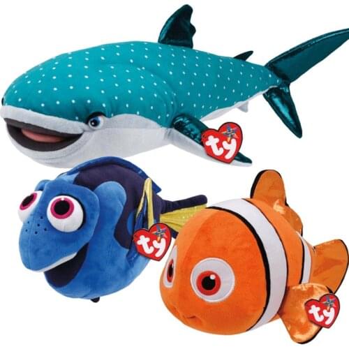 Ty Big Eyes Beanie Plush Stuffed Fish Series Animal Swordfish Collection Doll Clown Fish Boy Girl Birthday Christmas Gift 15cm