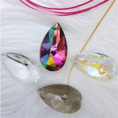 38mm pear/tear shape glass pendants DIY crystal rainbow/AB/clear white lamp suncatcher curtain light chandelier parts cut 12pcs