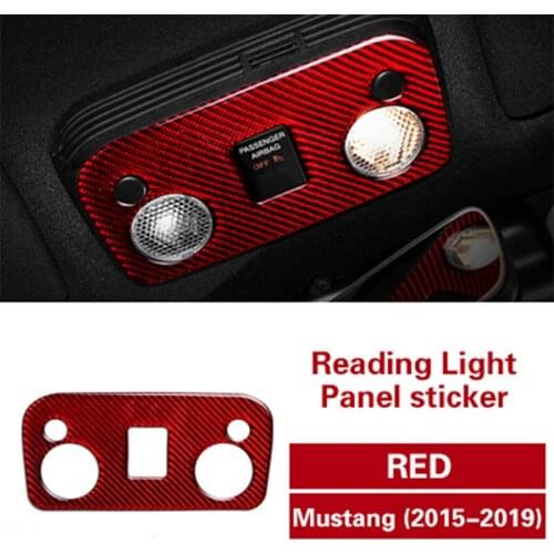 Carbon Fiber Reading Light Cover Trim Patch Car Stickers For 2015-2019 Ford Mustang Interior Decoration Accessories