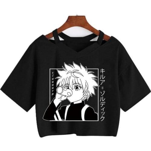Japanese Anime Hunter X Hunter Tshirt Killua Zoldyck Funny Cartoon Cute Anime Manga T-shirt Kurapika HxH Tshirt Tees Female