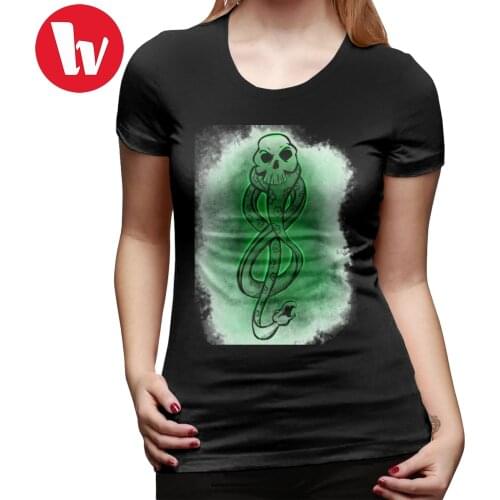 Slytherin T-Shirt Death Eater Mark T Shirt Pattern O Neck Women tshirt Simple Plus Size Short-Sleeve Ladies Tee Shirt