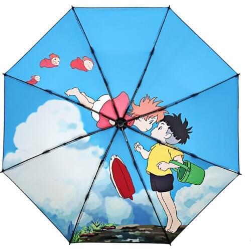 Anime Ponyo on the Cliff Umbrella Hayao Miyazaki Studio Ghibli UV Protect Folding Sun Uv Rain Light kawaii Umbrellas