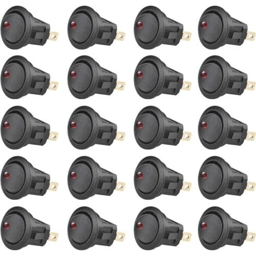 20pcs/set ON/OFF Rocker Switch Lightweight Safe Toggle Switch For Car H Waterproof LED Light Luminescence Toggle Switches
